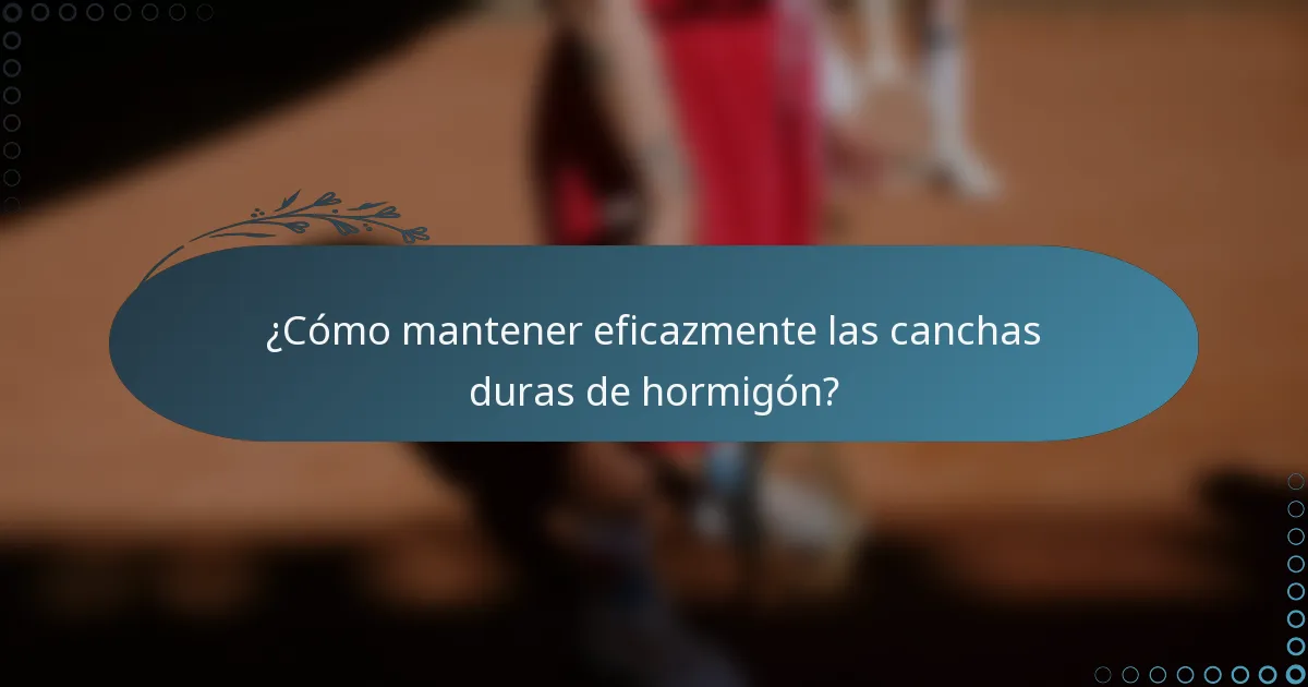 ¿Cómo mantener eficazmente las canchas duras de hormigón?