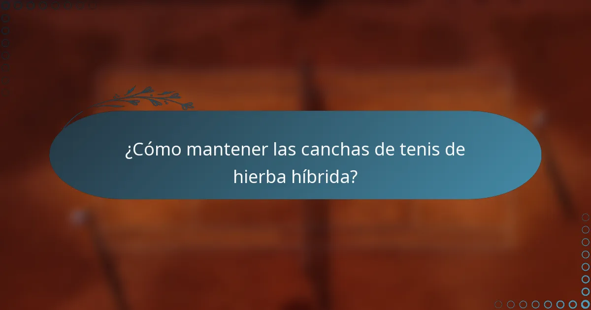 ¿Cómo mantener las canchas de tenis de hierba híbrida?
