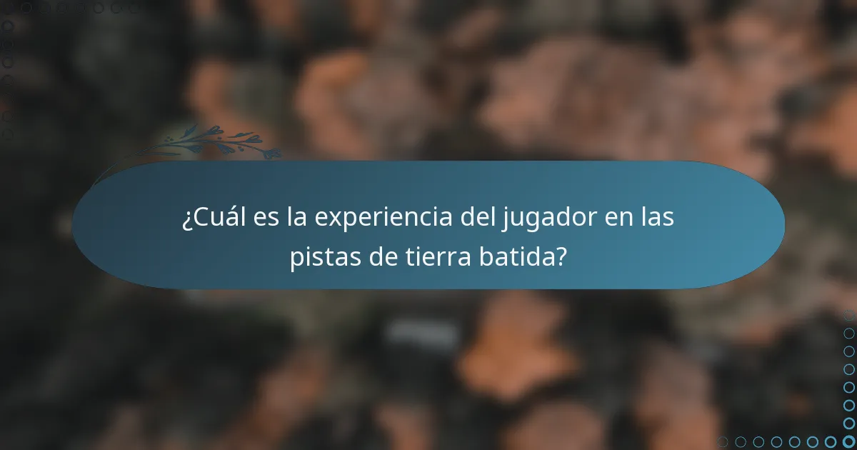 ¿Cuál es la experiencia del jugador en las pistas de tierra batida?