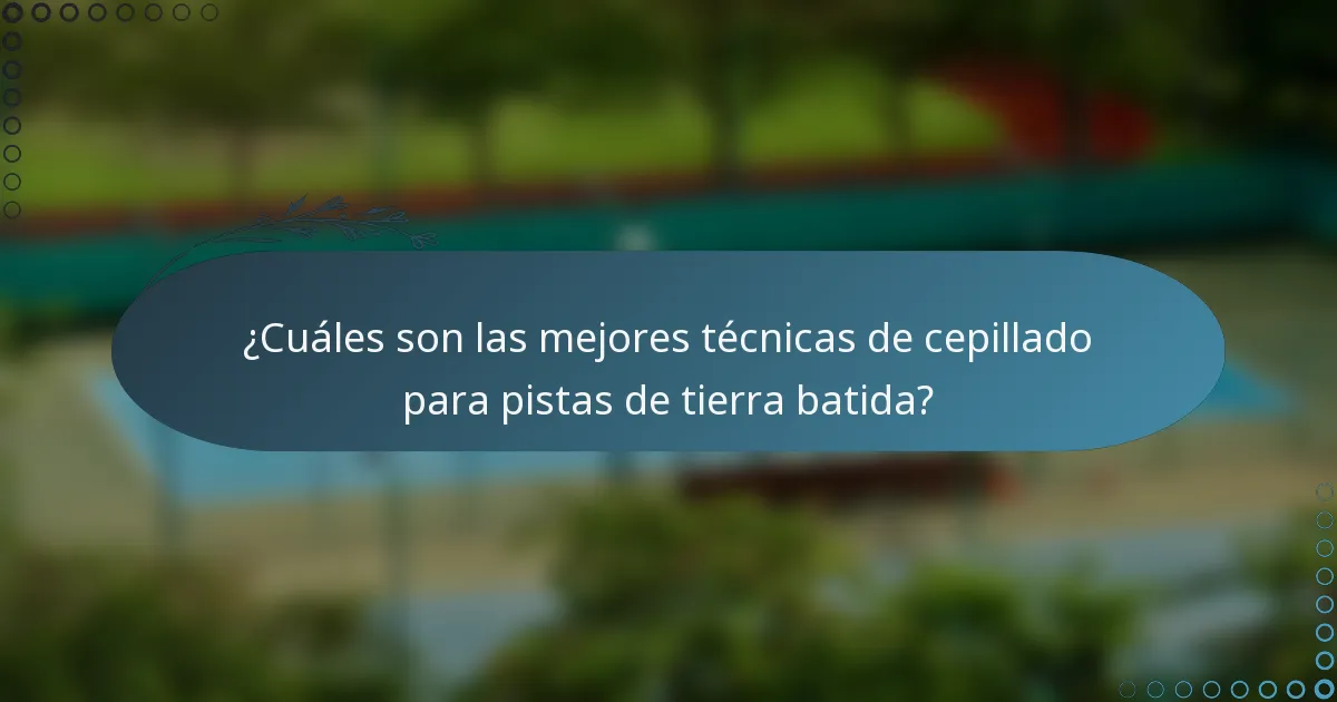 ¿Cuáles son las mejores técnicas de cepillado para pistas de tierra batida?