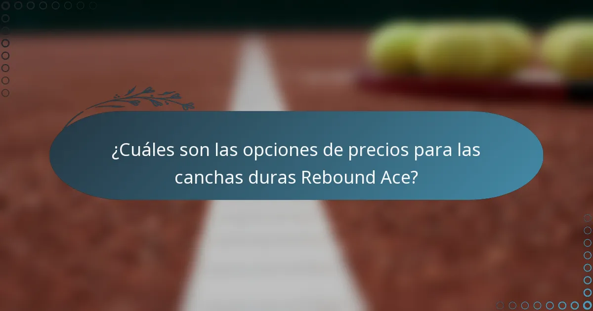 ¿Cuáles son las opciones de precios para las canchas duras Rebound Ace?
