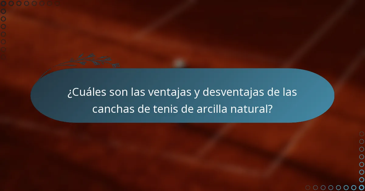 ¿Cuáles son las ventajas y desventajas de las canchas de tenis de arcilla natural?