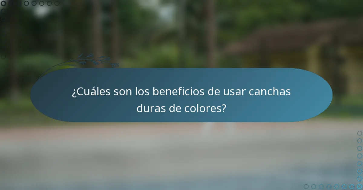 ¿Cuáles son los beneficios de usar canchas duras de colores?