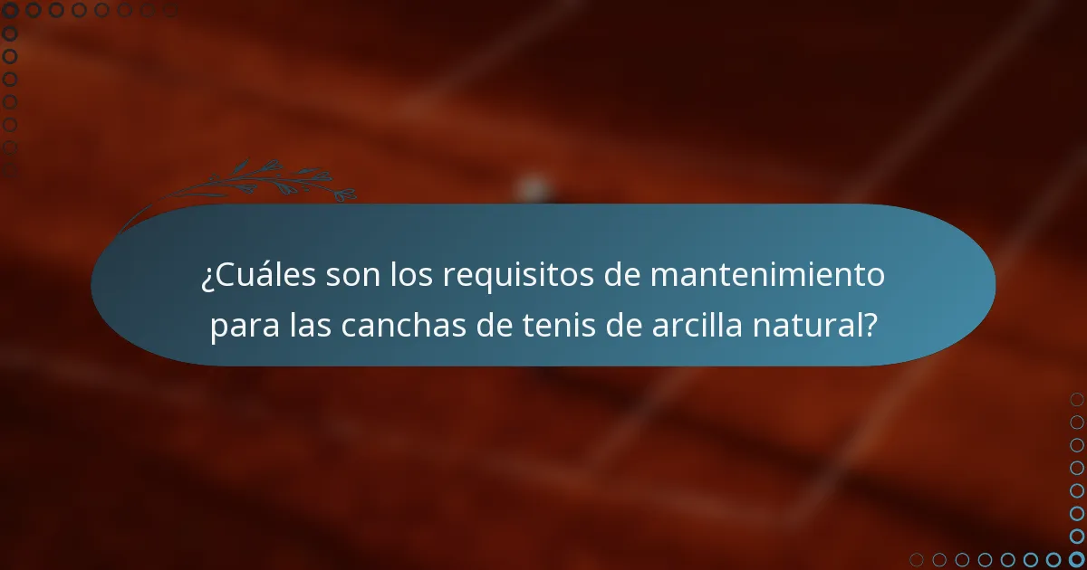 ¿Cuáles son los requisitos de mantenimiento para las canchas de tenis de arcilla natural?