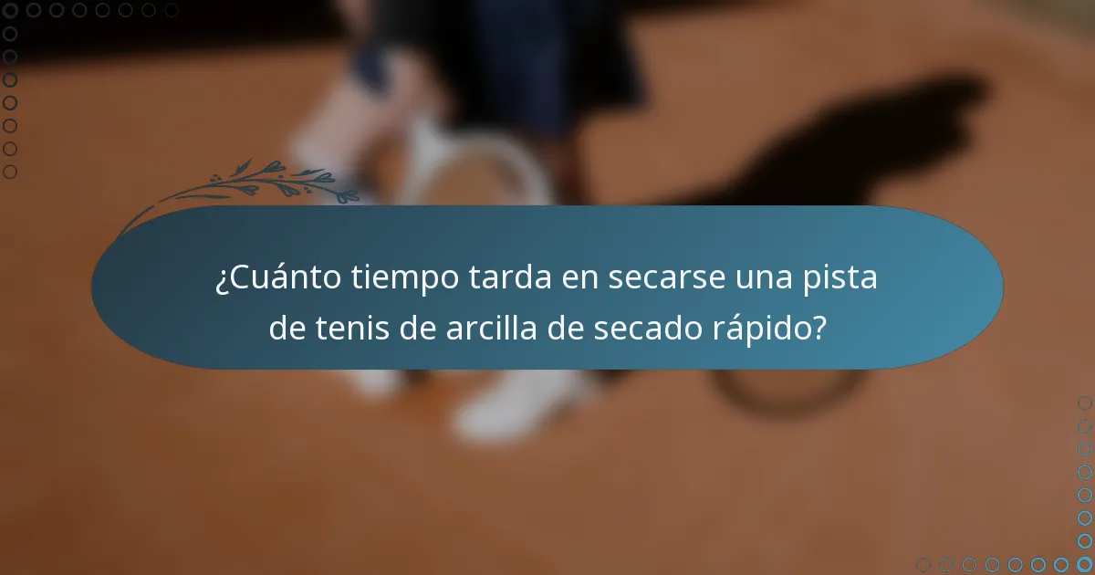 ¿Cuánto tiempo tarda en secarse una pista de tenis de arcilla de secado rápido?