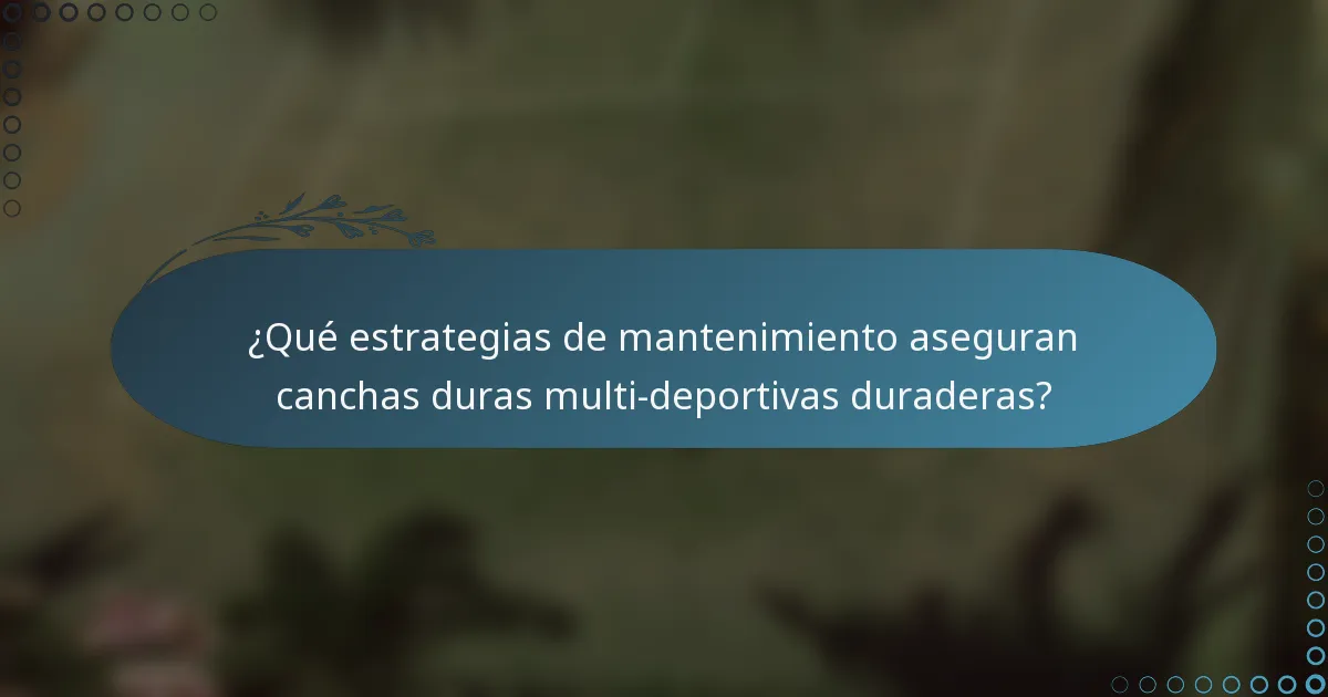 ¿Qué estrategias de mantenimiento aseguran canchas duras multi-deportivas duraderas?